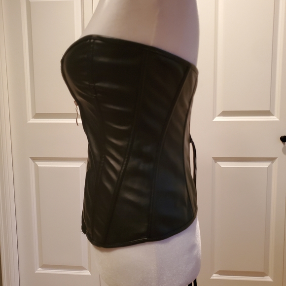 Black Boned Zipper Corset Top Sz M - Picture 3 of 6